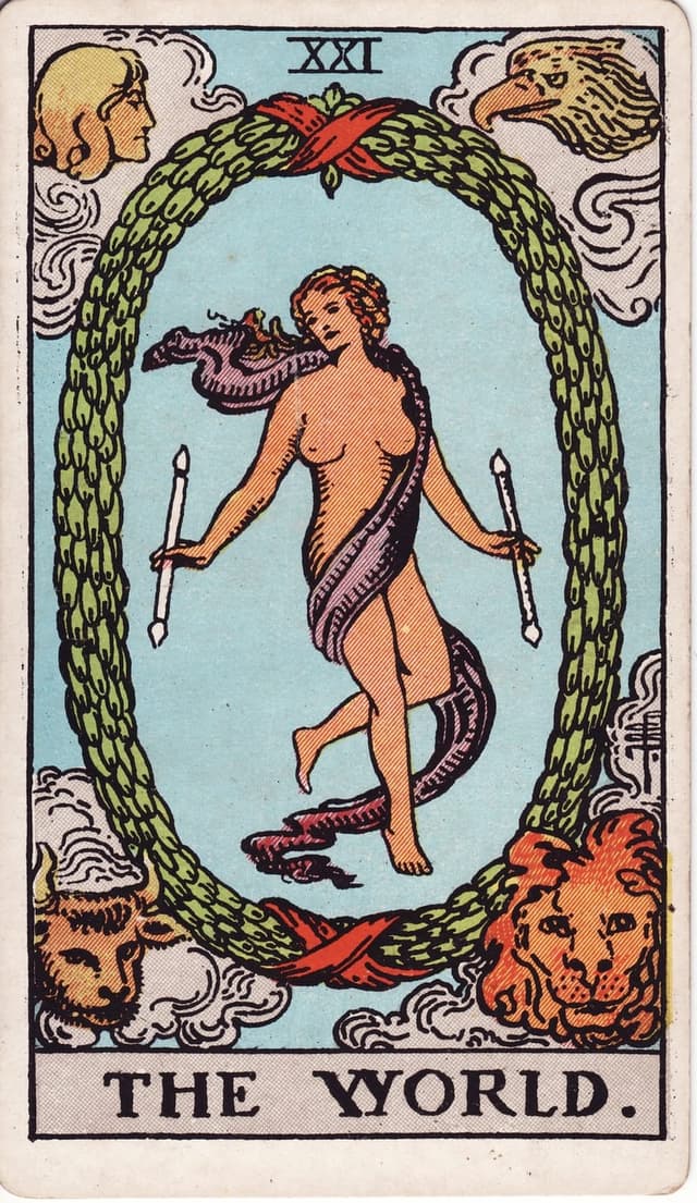 El Mundo — carta del tarot Rider-Waite